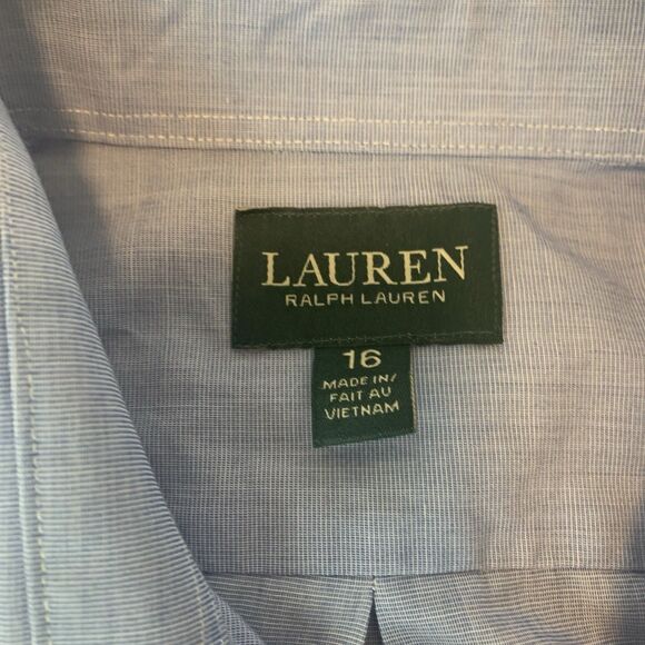 Lauren Ralph Lauren Blue Girls Button Down Dress Shirt Size 16 - Picture 2 of 6